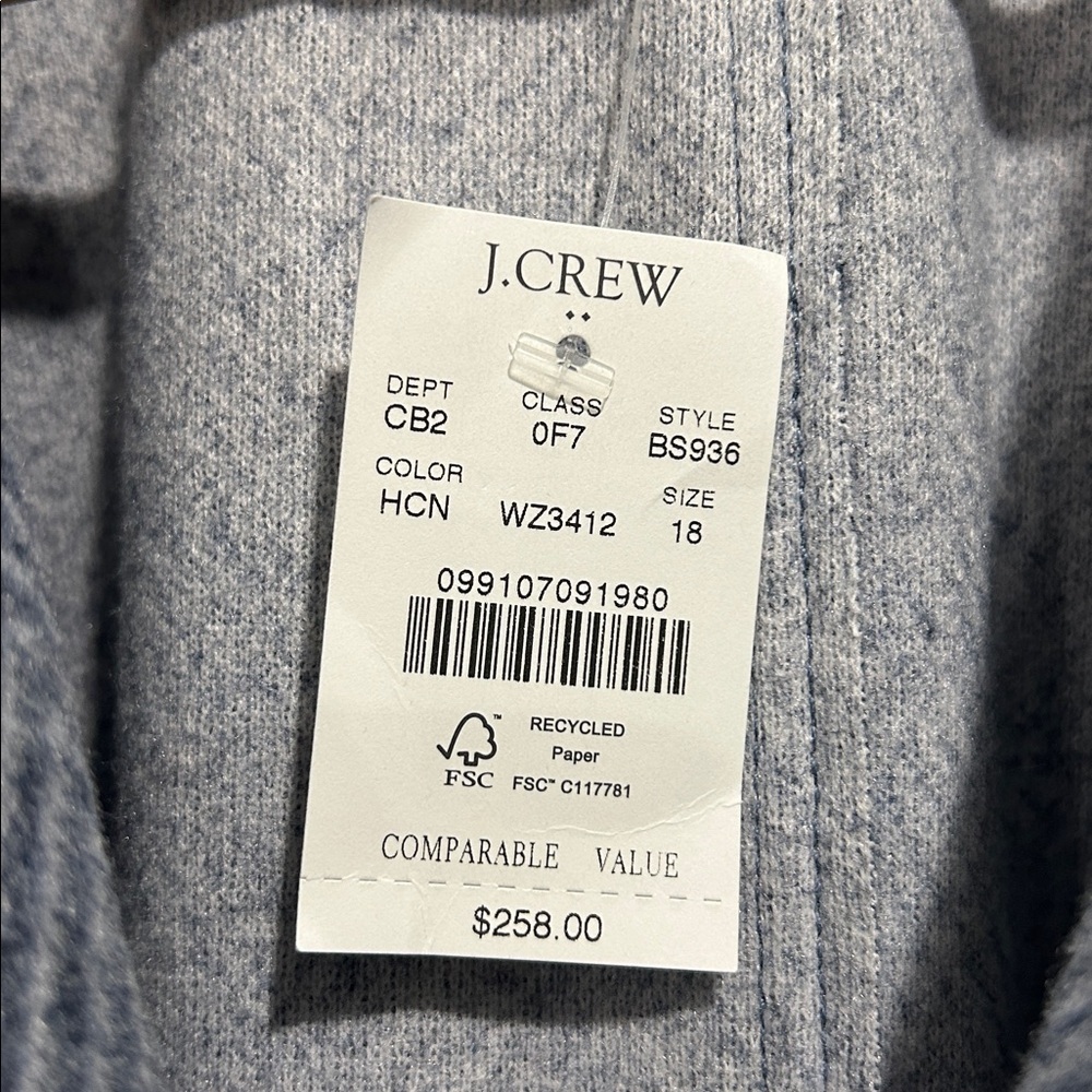 NWT J. Crew Plus Herringbone Topcoat in Hazy Chevron Shades of Gray - Size 18 - Picture 9 of 11